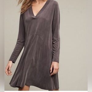 Dolan Left Coast (Anthropologie) Gray Cupro Blend Long Sleeve Swing Dress Sz M